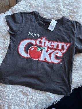 NWT Dark Gray Cherry Coke Graphic Tee - Crop Length
